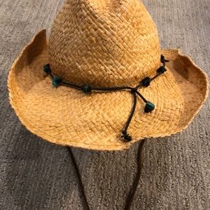 Scala straw hat with turquoise beads